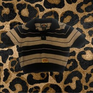FB County Women’s Black and Tan Striped Cropped Polo